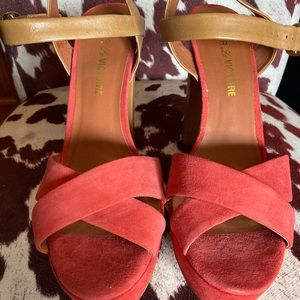 Leather heeled coral heels